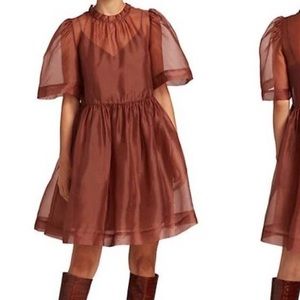 SEA NY Nuria Organiza Combo Fit & Flare Dress Brown XS - new no tags